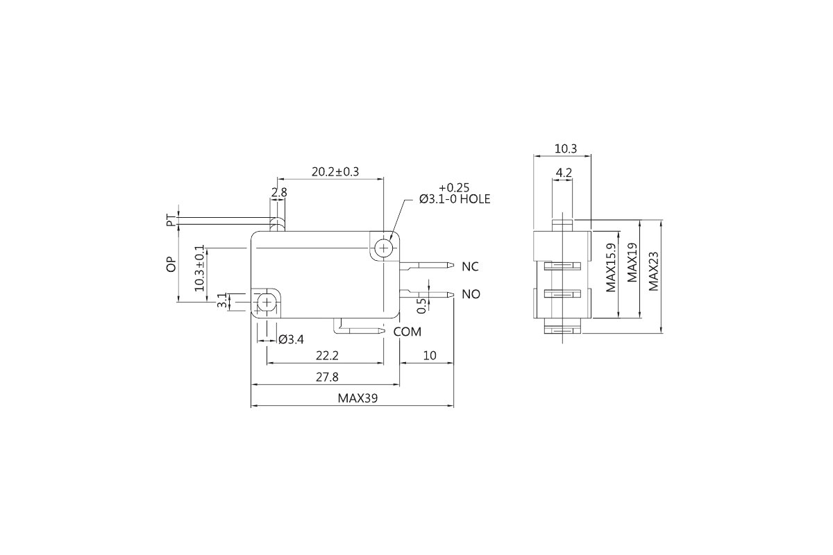 Mikrospínač VMN05S04A 5A/250 VAC
