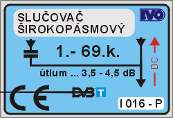 Anténní slučovač 2-vstupy širokopásmový