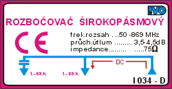 Anténní rozbočovač 2-výstupy širokopásmový s F konektory