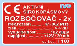 Aktivní rozbočovač dvojnásobný s IEC konektory včetně zdroje