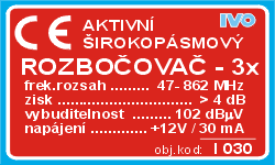 Aktivní rozbočovač trojnásobný s IEC konektory včetně zdroje