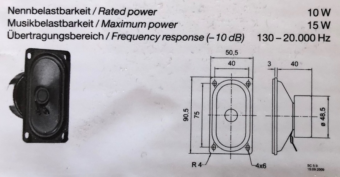 Miniaturní reproduktor 8ohm/10W  90x50 mm Visaton