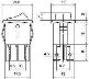 Přepínač kolébkový 2pol./6pin ON-ON 250V/3A červený I-II