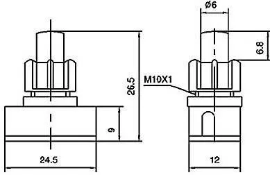 Tlačítko kul. 2pin ON-OFF 50V/0,5A do otvoru pr.6,9 mm