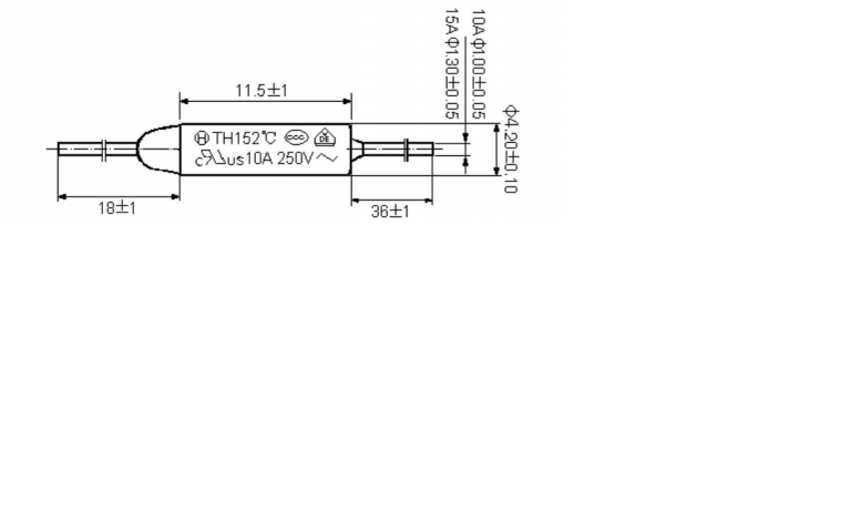 Tepelná nevratná pojistka 10A / 250V, teplota přetavení 142°C