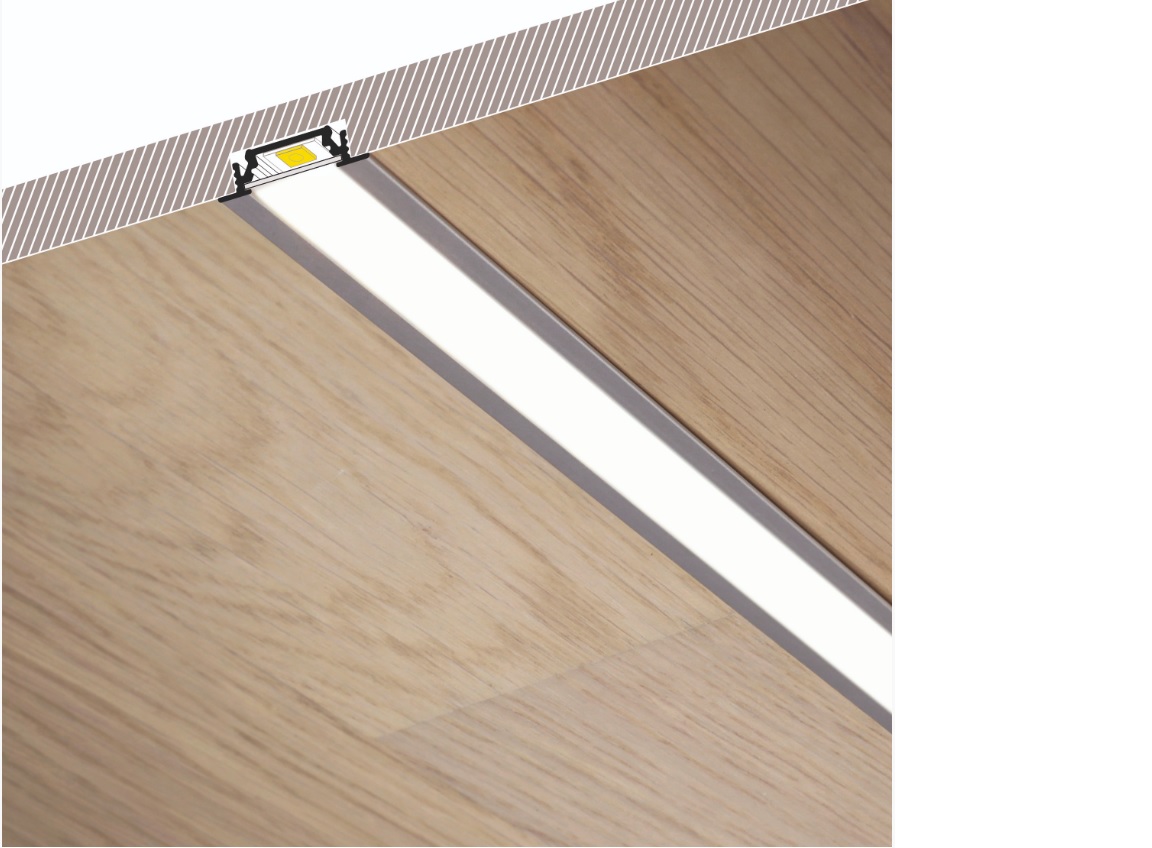 Hliníkový profil pro montáž LED pásků - (FKU12) 24 x 7mm, délka 1m + matné plexi