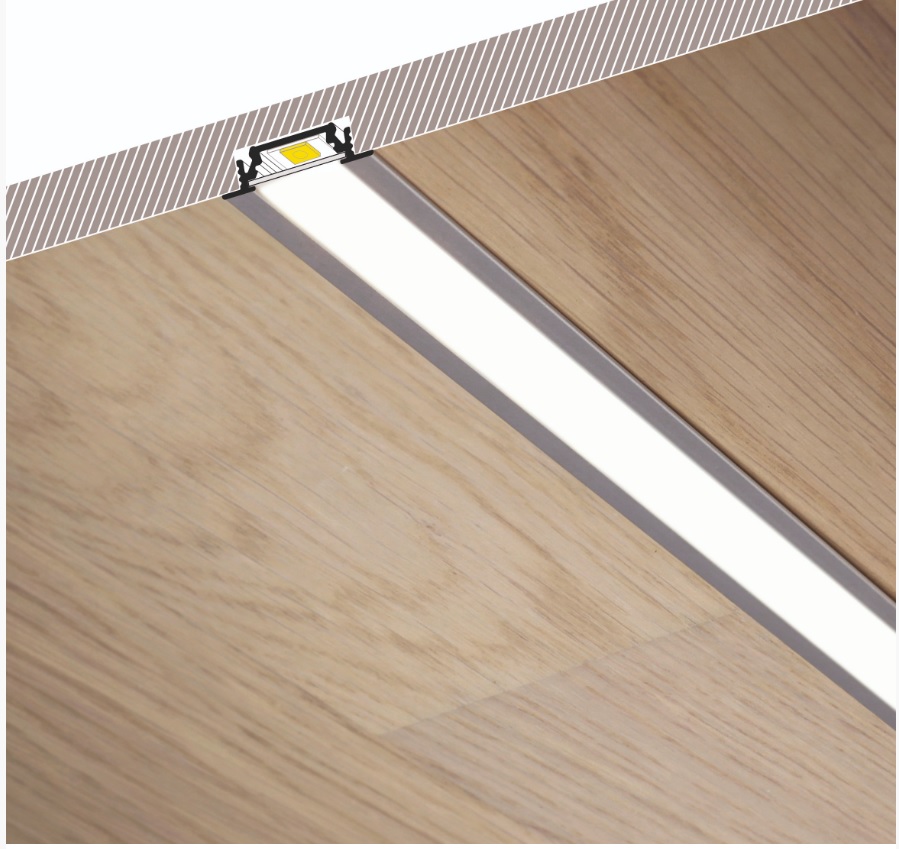 Hliníkový profil pro montáž LED pásků - (FKU12) 24 x 7mm, délka 2m + matné plexi