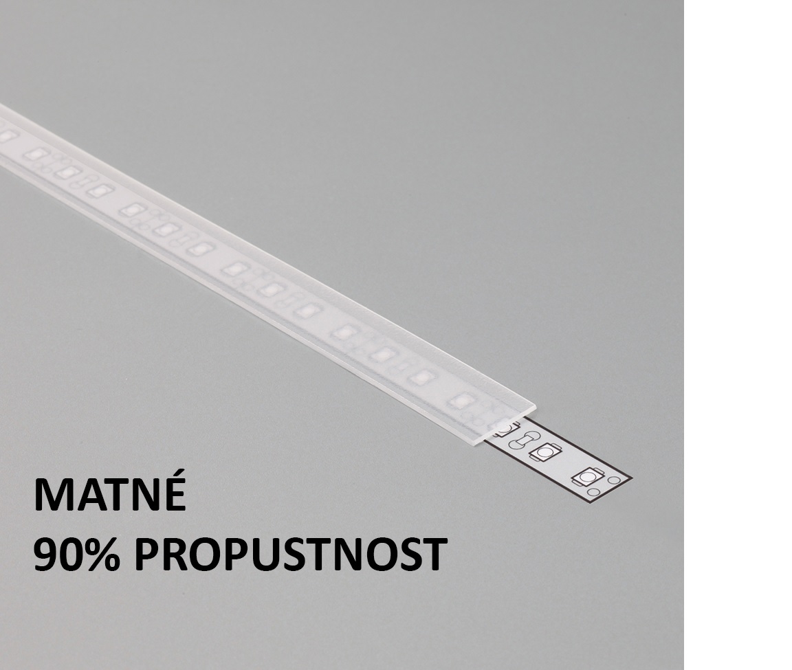 Hliníkový profil pro montáž LED pásků - (FKU13) 14.3 x 6.5mm, délka 1m + matné plexi
