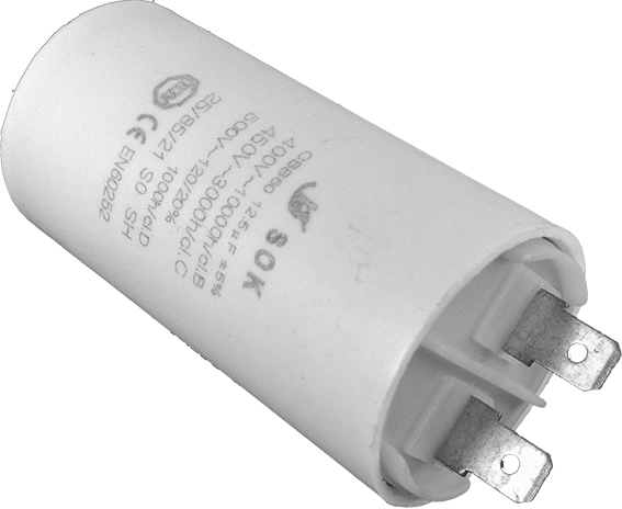 Kondenzátor motorový rozběhový 12.5uF/450V AC, Ø34x68mm