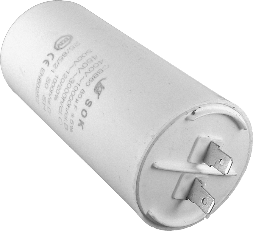 Kondenzátor motorový rozběhový 60uF/450V AC, Ø55x95mm