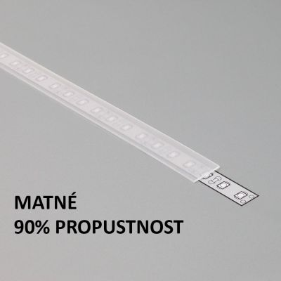 Hliníkový profil pro montáž LED pásků - (FKU14) 21,2 x 6,5 mm, délka 1m + matné plexi