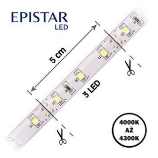 LED pásek 60LED/m, 2835, IP20, 4000 - 4300 K, bílá, 12V