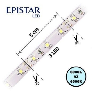 LED pásek 60LED/m, 3528, IP65, 6000 - 6500 K, bílá, 12V