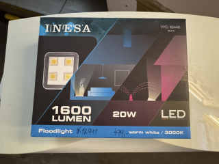 LED venkovní reflektor SLIM, 20W, 1600lm, 3000K, černý