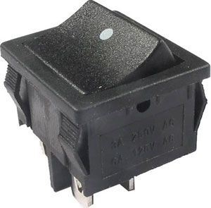 Přepínač kolébkový 2pol./4pin (ON)-OFF 250V/6A černý