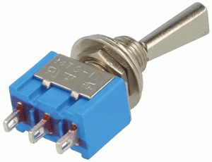 Přepínač páčkový 3pol./3pin ON-OFF-ON plochá páčka MS500