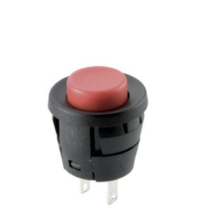 Tlačítko kul. spínací. 2pin OFF-(ON) 250V/2A červené zacvakávací