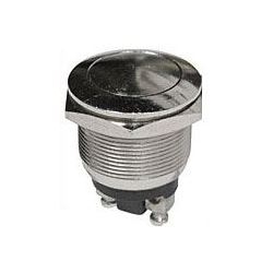 Tlačítko kul. spínací. 2pin OFF-(ON) 250V/2A kovové (antivandal)