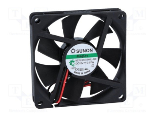 Ventilátor axiální 12VDC, 70x70x15mm, 32,11m3/h; 21,5dBA