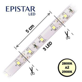 LED pásek 60LED/m, 2835, IP20, 2800 - 2900 K, bílá, 12V