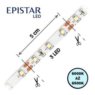 LED pásek 60LED/m, 2835, IP20, 6000 - 6500 K, bílá, 12V