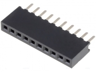 Dutinková lišta 8.5 mm,1-řada x 10, rovné vývody RM=2.54 mm