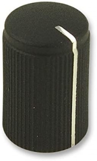 Knoflík s ukazatelem hliník/plast; Øhřídel 6mm; Ø10x15mm černý