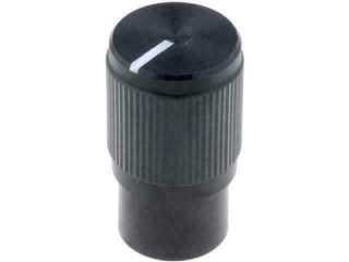 Knoflík s ukazatelem, hliník/plast; Øhříd: 6mm; Ø10,7x19mm; černý