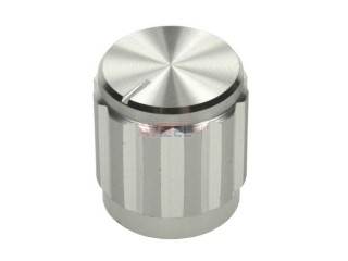 Knoflík s ukazatelem; hliník,termoplast; Øhříd: 6mm; Ø15x16mm