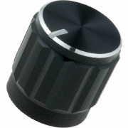 Knoflík s ukazatelem, hliník,termoplast; Øhříd: 6mm; Ø15x16mm