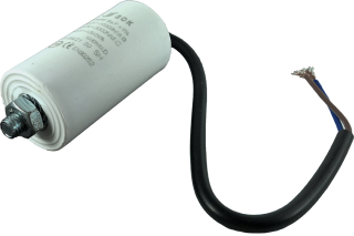 Kondenzátor motorový rozběhový 8uF/450V AC, Ø35x65mm, kabel