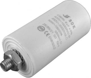 Kondenzátor motorový rozběhový 8uF/450V AC, Ø33x58mm
