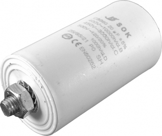 Kondenzátor motorový rozběhový 20uF/450V AC, Ø40x72mm