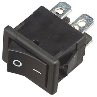 Přepínač kolébkový 2pol./4pin ON-OFF 250V/6A černý 0-I