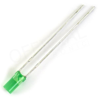 LED 3mm zelená 1-4mcd L-424GDT, PLOCHÉ ČELO