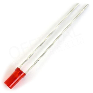 LED 3mm červená 3-5mcd L-424IDT, PLOCHÉ ČELO