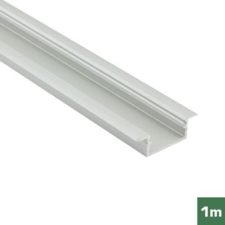 Hliníkový profil pro montáž LED pásků - (FKU14) 21,2 x 6,5 mm, délka 1m + matné plexi