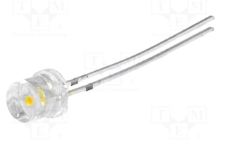 LED 5mm bílá teplá 1560mcd 140° ploché čelo