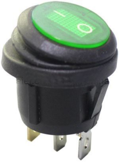 Přepínač kolébkový kul. pros. 2pol./3pin ON-OFF 250V/6A zelený
