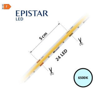 LED pásek COB, IP20, 6500 K, bílá, 24V