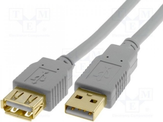 Kabel USB A zástrčka - USB A zásuvka 3m USB 2.0 zlacený