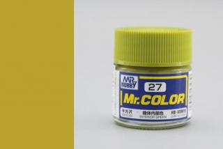 Barva akrylová Gunze č. 27 : Pololeská barva interiérová zelená (Mr. Color Interior Green C027) 10 ml