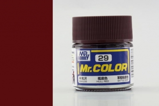 Barva akrylová Gunze č. 29 : Pololesklá lodní červená (Mr. Color Hull Red C029) 10 ml