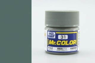 Barva akrylová Gunze č. 31 : Pololesklá tmavě šedá 1 (Mr. Color Dark Gray (1) C031) 10 ml