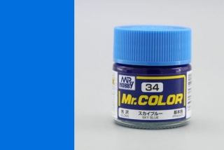 Barva akrylová Gunze č. 34 : Lesklá nebeská modrá (Mr. Color Sky Blue C034) 10 ml