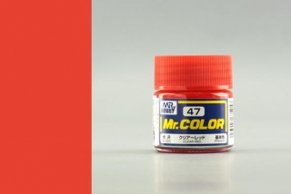 Barva akrylová Gunze č. 47 : Transparentní červená (Mr. Color Clear Red C047) 10 ml