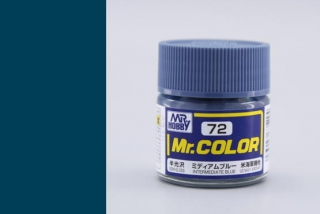 Barva akrylová Gunze č. 72 : Pololesklá přechodová modrá (Mr. Color Intermediate Blue C072) 10 ml