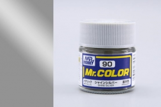 Barva akrylová Gunze č. 90 : Metalická zářivě stříbrná (Mr. Color Metallic Shine Silver C090) 10 ml