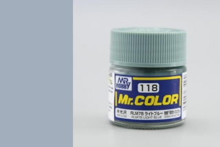 Barva akrylová Gunze č.118 : Pololesklá RLM78 světle modrá (Mr.Color RLM78 Light Blue C118) 10 ml