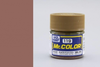 Barva akrylová Gunze č.119 : Pololesklá RLM79 písková (Mr.Color RLM79 Sand Yellow C119) 10 ml